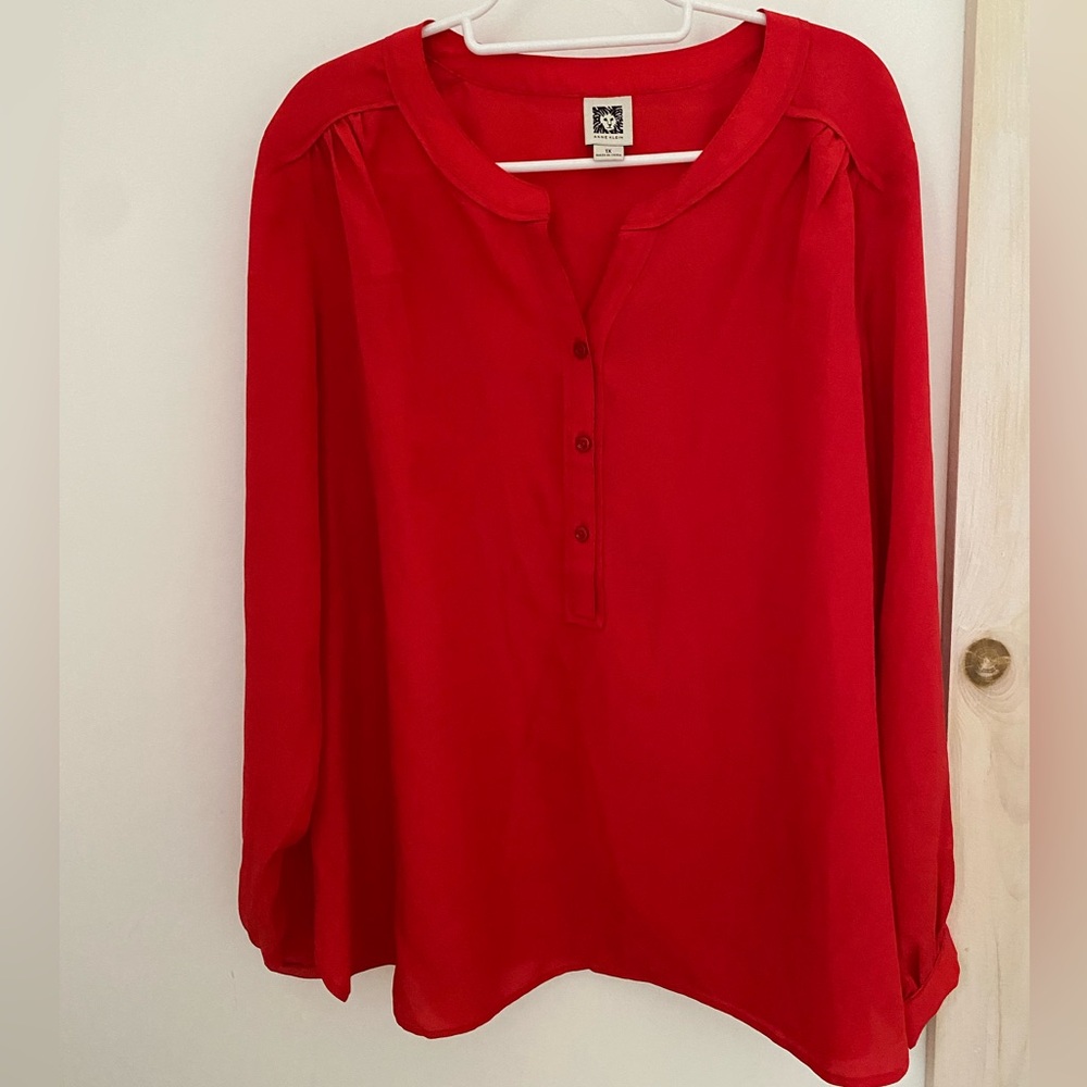 Anne Klein Red Blouse / Shirt Sz. 1X